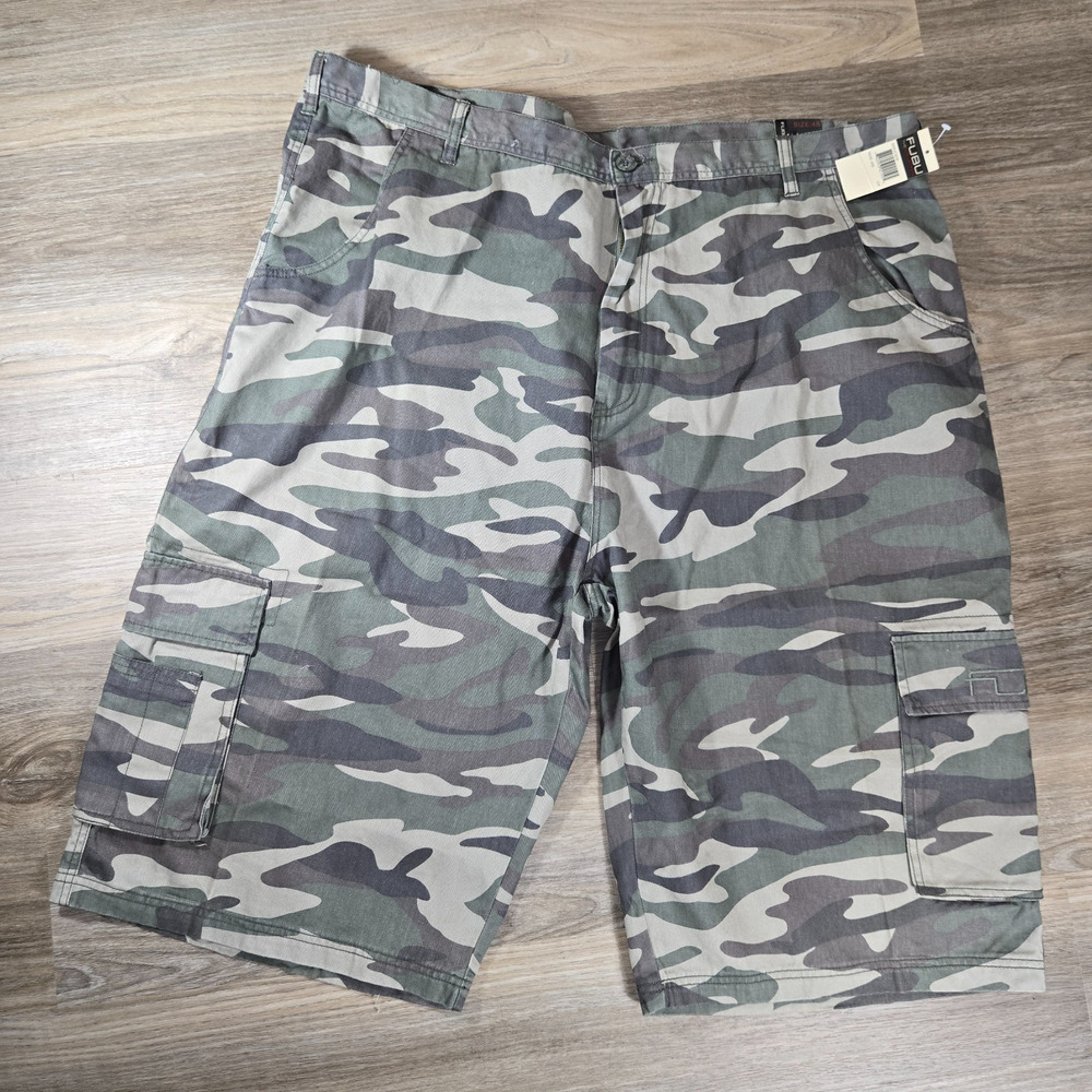 Vintage Y2K FUBU The Collection Cargo Shorts Mens 48 Camo Baggy Hip Hop 15"